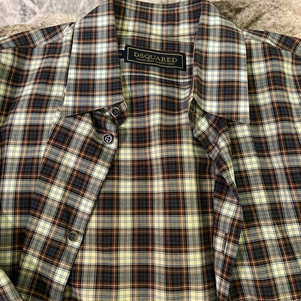 Dsquared Checkered Button Down Collared Shirt Wit… - image 2